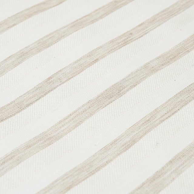 Contemporary SAMPLE - Schumacher Textured Linen Stripe Wallpaper In White For Sale - Image 3 of 3