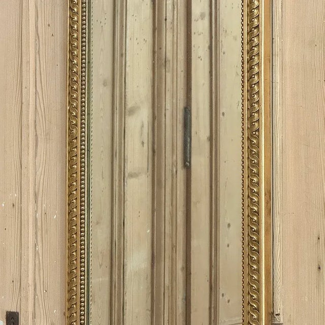 Bronze Antique French Louis XVI Gilded Trumeau Mirror For Sale - Image 8 of 16