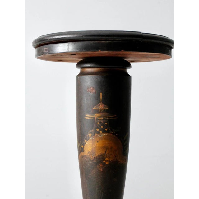 Antique Chinoiserie Hand-Painted Pedestal Plant Stand For Sale - Image 9 of 12