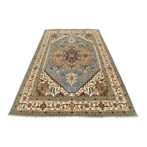 Heriz Rug 9'11'' X 14'1'' Blue Wool Tribal Hand-Knotted Oriental Carpet
