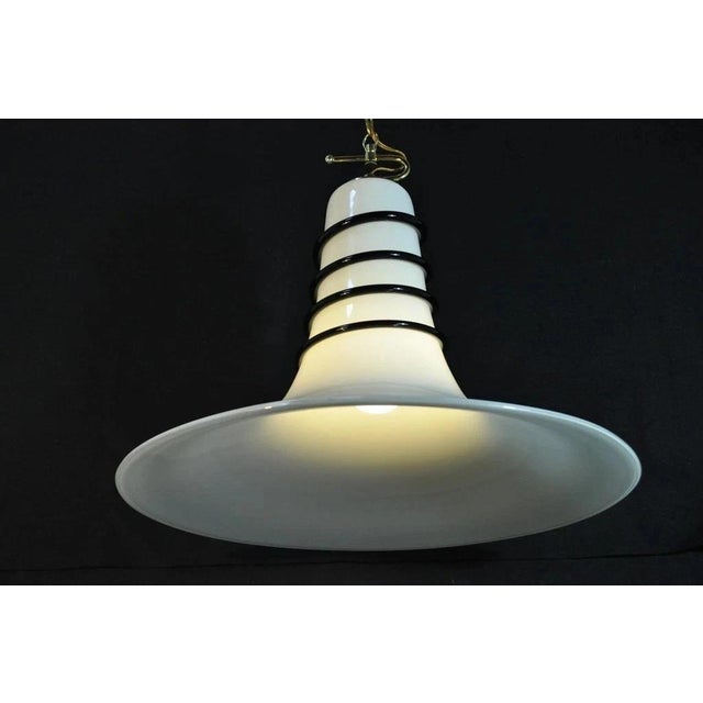 Black Vintage Mid Century Modern Murano Blown Glass Bell Pendant Chandelier Fixture For Sale - Image 8 of 8