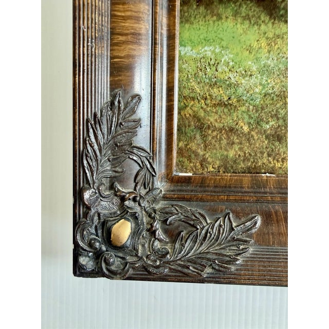 Early 20th Century Early 20th Century Art Nouveau Reverse Painting, Mother-of-Pearl Inlay Scottish Highlands Cottage in Ornate Frame For Sale - Image 5 of 18