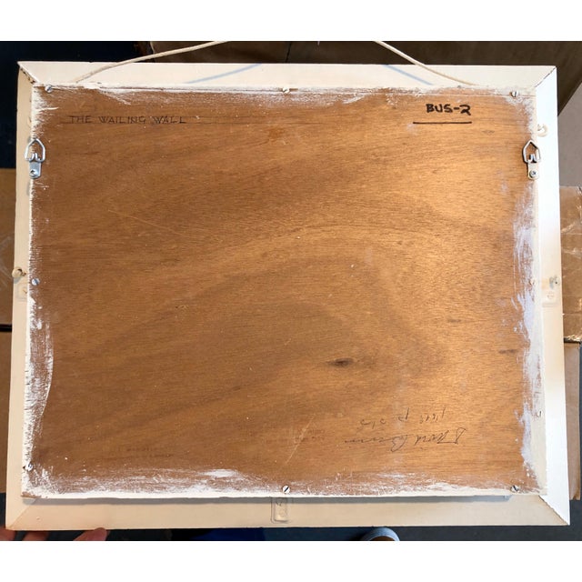 Brown Manobla, Vintage Jerusalem Western Wall Relief Sculpture Model Diorama Painting Judaica, c.1950's For Sale - Image 8 of 13