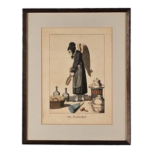 Framed Early 19th Century German Political Cartoon "The Free Press"