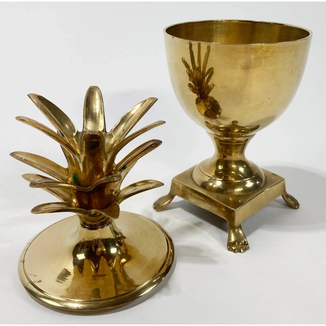 Metal Vintage Hollywood Regency Style Brass Pineapple Urn For Sale - Image 7 of 8