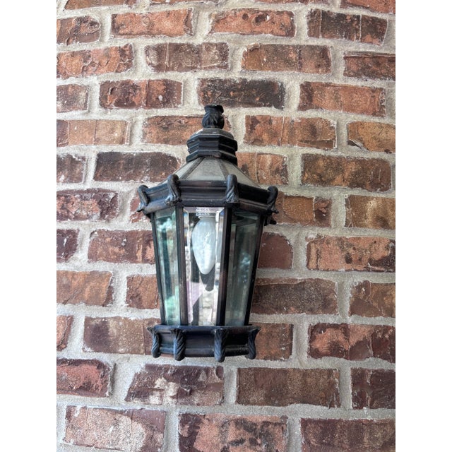 16" tall black exterior sconce light in perfect working condition. They have been painted to give them a slightly aged...