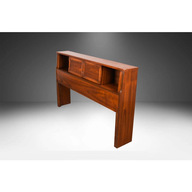1960s Mid Century Full Headboard Storage Bookcase For Sale - Image 12 of 13