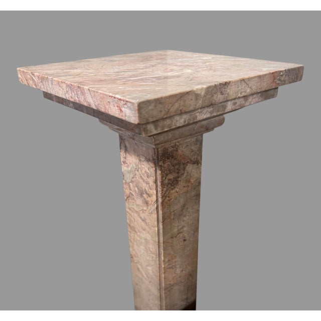 Victorian Antique Victorian Pink Marble Display Sculpture Pedestal Stand For Sale - Image 3 of 7