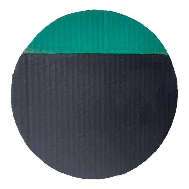 Round Sculpture With Black and Green For Sale