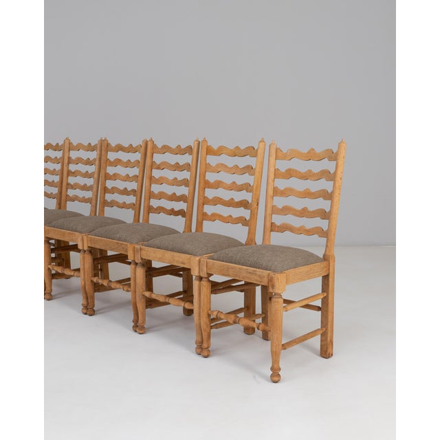 20th Century French Oak Dining Chairs With Upholstered Seats - Set of 6 For Sale - Image 10 of 18