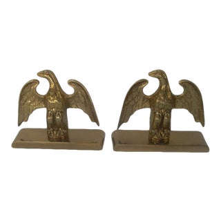 1980s Virginia Metalcrafters Cast Brass Eagle Bookends- a Pair For Sale