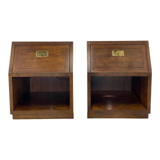 1970s Henredon Campaign Style Nightstands - a Pair For Sale