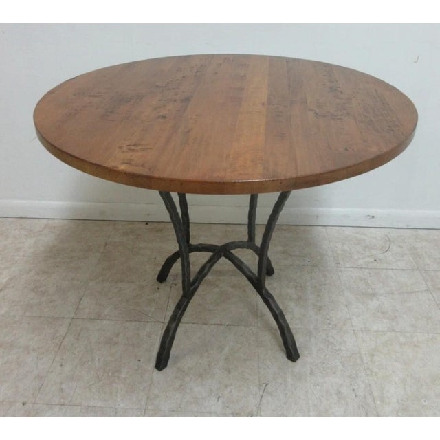 1990s Charleston Forge Hearthstone Wrought Iron Dinette Center Table Honey Suckle Maple For Sale In Philadelphia - Image 6 of 9