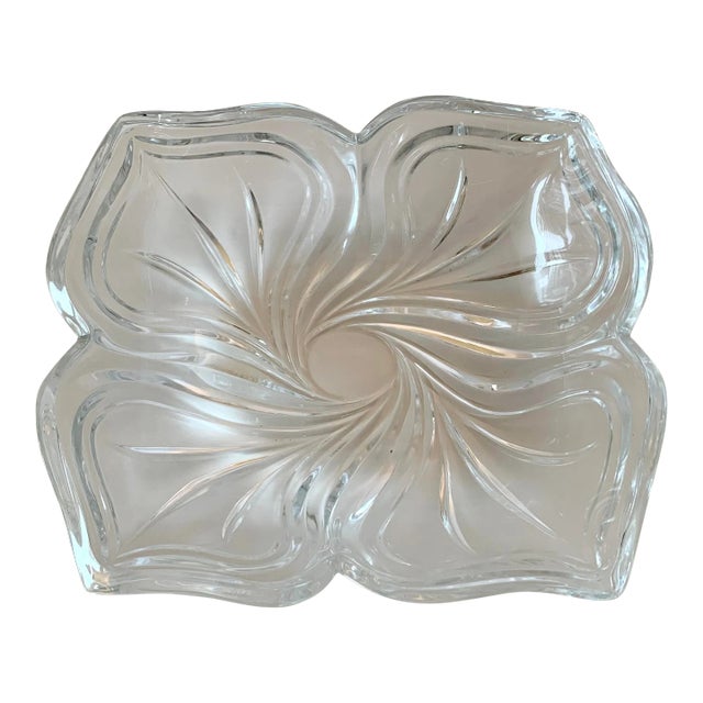 1990s Glass Flower Candy Dish For Sale