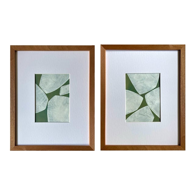2026 Contemporary Abstract Pair of Paintings on Paper by Artist r.k. Red For Sale