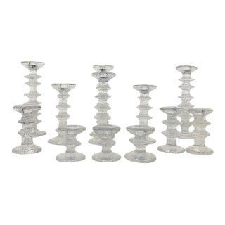 1960s Set of 12 ‘Festivo’ Glass Candlesticks by Timo Sarpaneva for Iittala, Finland For Sale