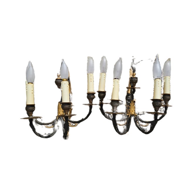 Empire Two-Color Bronze Wall Lights, Set of 2 For Sale - Image 17 of 18