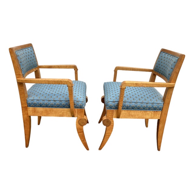 Pair of Mid Century Armchairs in the Style of Andre Arbus For Sale