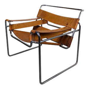 1960s Mid Century Chrome and Leather Wassily Lounge Chair by Marcel Breuer