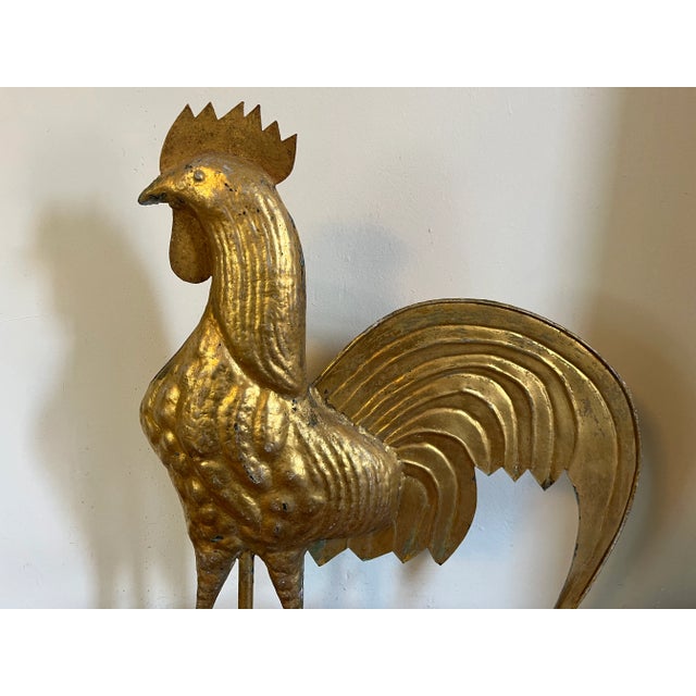 Metal Antique 19th Century American Folk Art Gilt Swell Body Copper and Zinc Rooster Weathervane For Sale - Image 7 of 12
