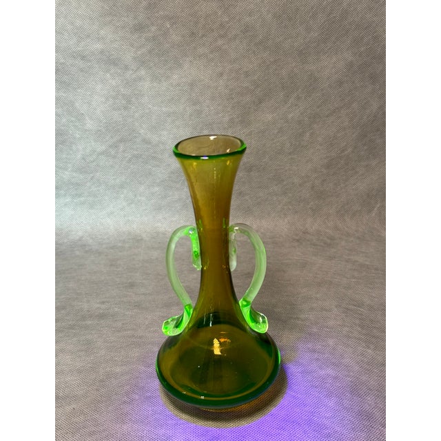 Glass Mid-Century Uranium Glass Vase, 1960s For Sale - Image 7 of 8