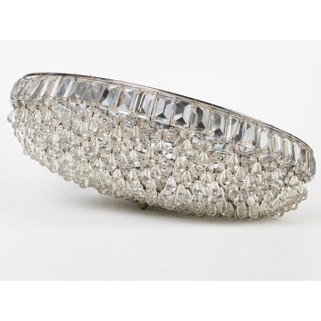 1960s Austrian Palwa / Kalmar Style Crystal Flush Mount Plafond Chandelier For Sale - Image 4 of 13
