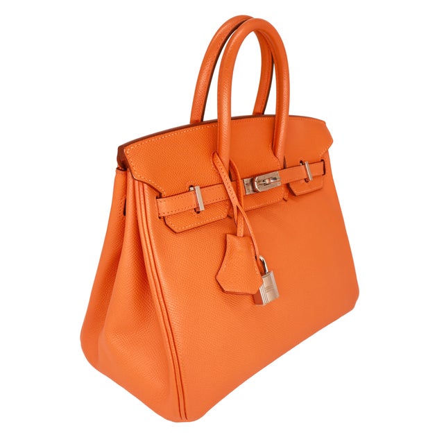 Contemporary Hermès "Orange H" Epsom Leather 25cm Birkin Bag With Palladium Hardware, 2007. For Sale - Image 3 of 14