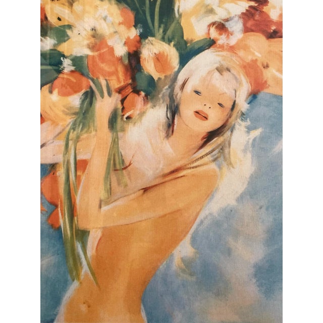Art Deco Framed Monte-Carlo Travel Poster Featuring Girl With Flowers by Jean Gabriel Domergue For Sale - Image 3 of 5