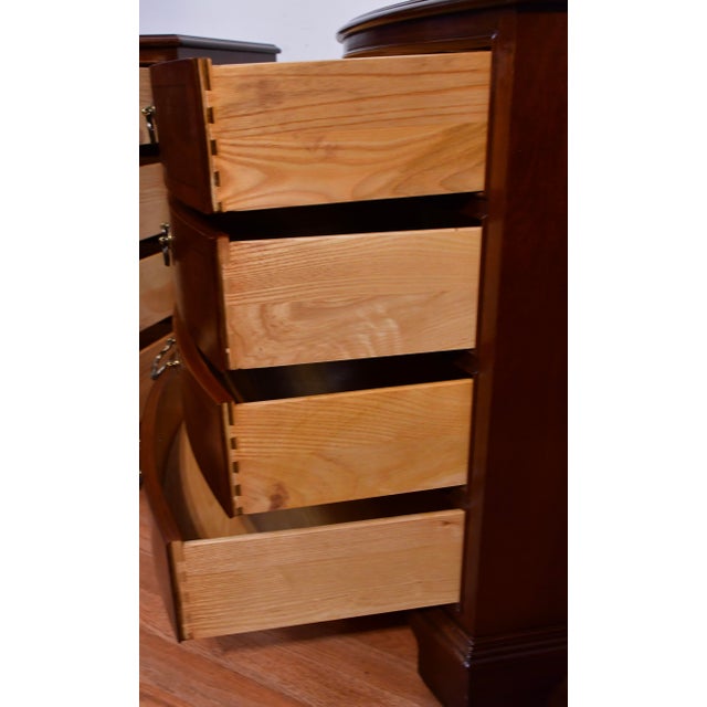 Brown 1940s Vintage Ethan Allen Regency Style Mahogany Pair of Nightstands For Sale - Image 8 of 13