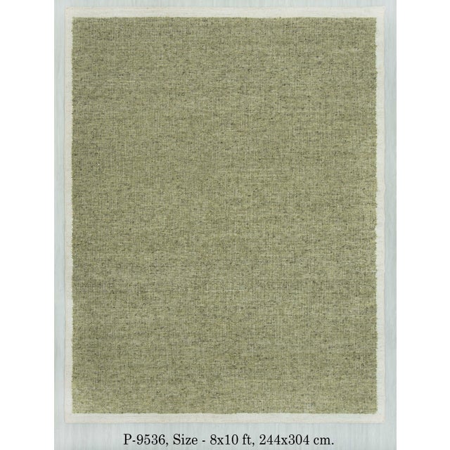 8x10 Natural Wool Jute Cream Green Solid Premium Rug For Sale - Image 13 of 17