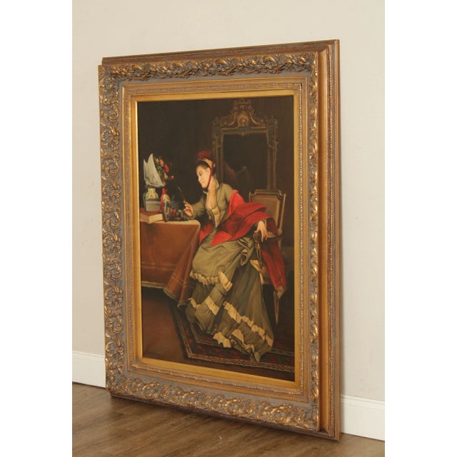 Traditional Vintage 20th C. Portrait of Victorian Woman Oil Painting, Signed 'D. Hawkins' For Sale - Image 3 of 13