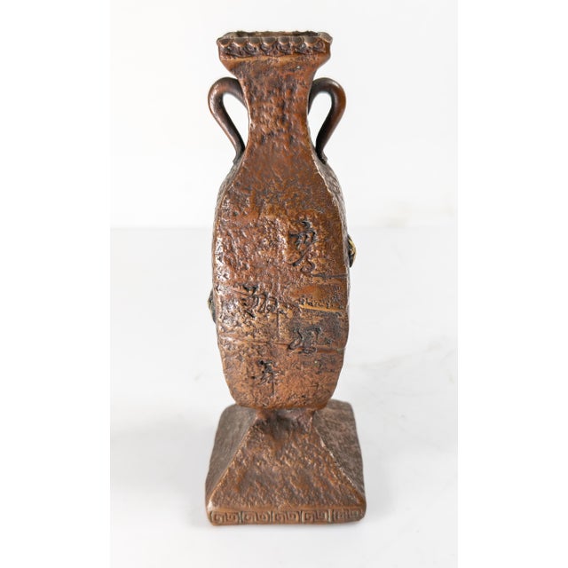 Early 20th Century Early 20th Century Japanese Pottery Vase Imitating Mixed Metal Bronze For Sale - Image 5 of 12