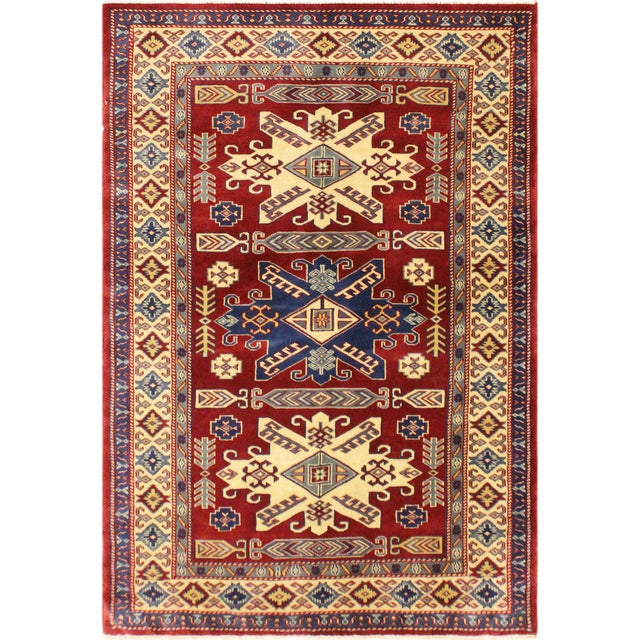 Shabby Chic Tribal Shirwan Red/Beige Wool Rug - 3'7''x5'8'' For Sale - Image 10 of 10