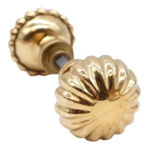 Pair of Vintage 2.25 In. Polished Brass Fluted Door Knobs
