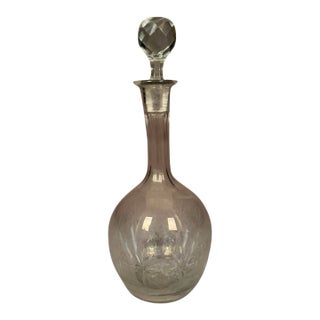 1920s English Cut Glass Decanter With Stopper For Sale