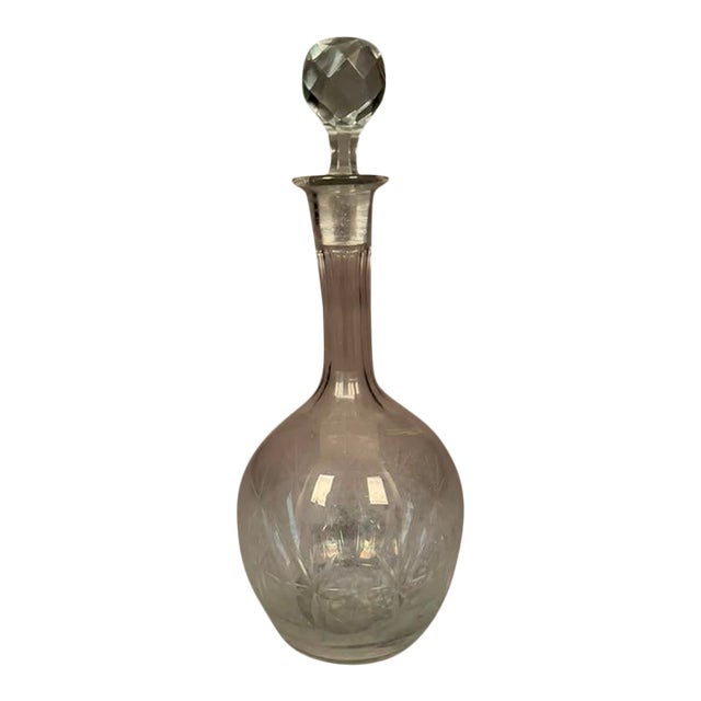 1920s English Cut Glass Decanter With Stopper For Sale
