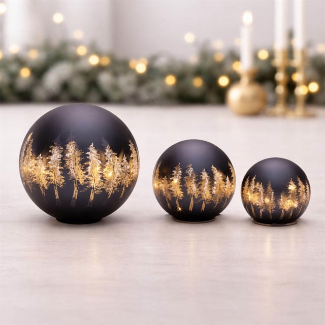 Contemporary LED Frosted Pine Tree Globe (Set of 2) For Sale - Image 3 of 6