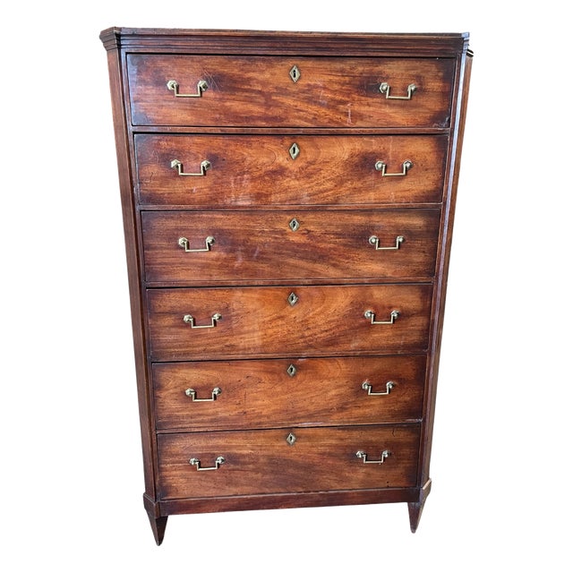 Mahogany Chest of 6 Drawers, 1800s For Sale