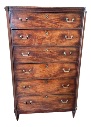 Mahogany Chest of 6 Drawers, 1800s