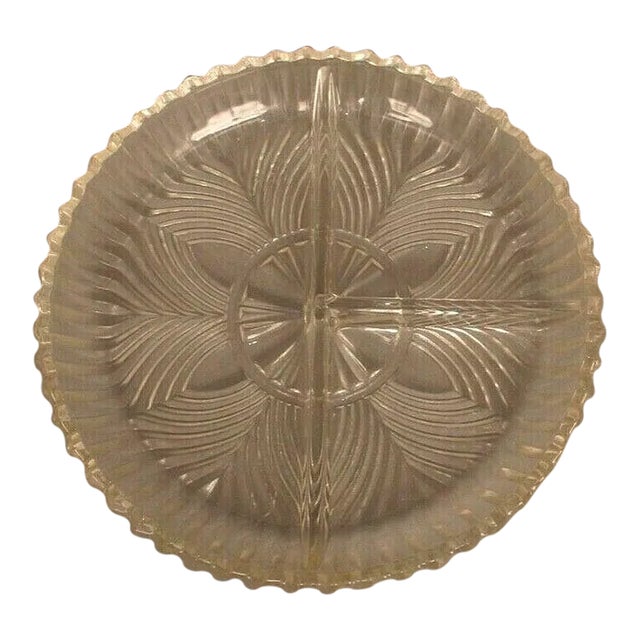 Vintage Indiana Clear Glass 3-Part Condiment Relish Dish 259 For Sale