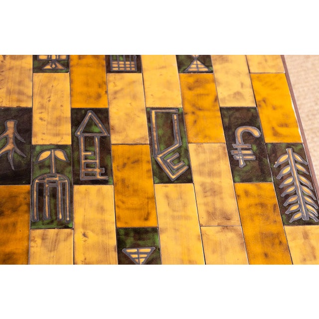 Coffee Table in Glazed Ceramic with Steel Base by Jean Garbero for Vallauris, 1950s For Sale - Image 13 of 16