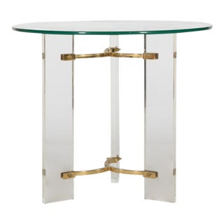 1970 Regency Lucite and Brass End Table For Sale