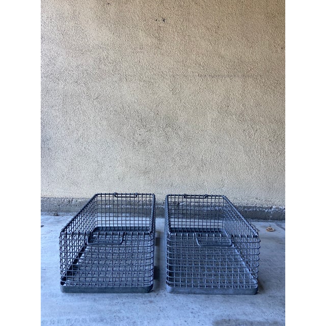 Late 20th Century Vintage Iron Stacking Crates - Set of 2 For Sale - Image 5 of 12