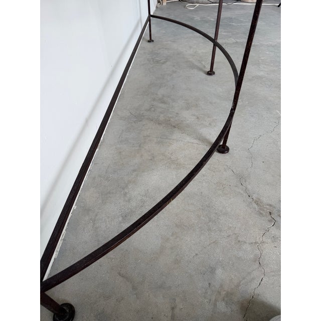 1980’s Rosemary Pozzi Franzetti Taos Style Hand-Cut Oxidized Steel Demilune Console Table/ Sold For Sale - Image 11 of 12