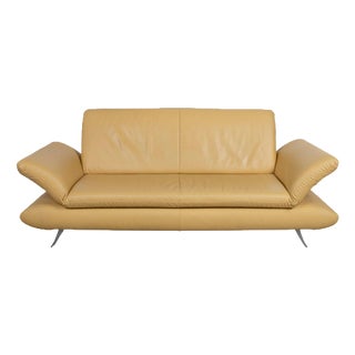 Yellow Leather Rossini Two-Seater Sofa with Manual Function from Koinor For Sale