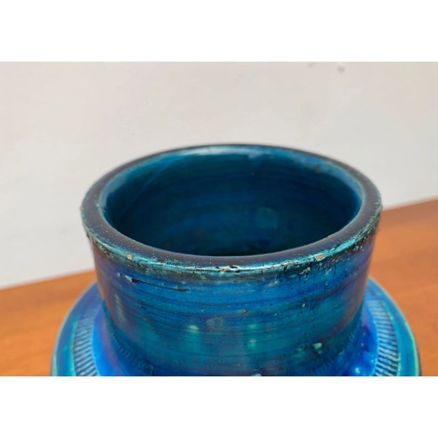 Ceramic Mid-Century Italian Rimini Blu Pottery Vase by Aldo Londi for Bitossi, 1960s For Sale - Image 7 of 12
