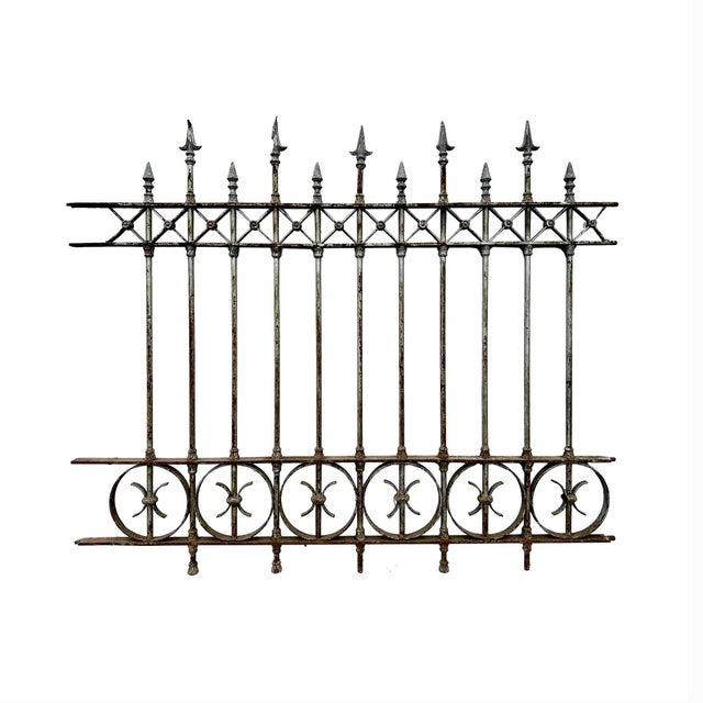 Traditional Iron Fence Antique Wrought and Cast Iron - Collection of Three Sections For Sale - Image 3 of 5