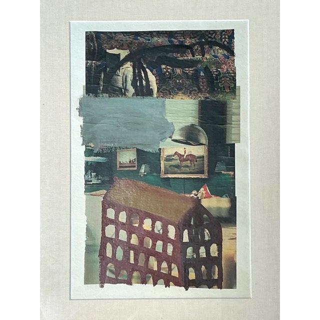 Brick Red Vintage Framed Mixed Media Artwork on Paper For Sale - Image 8 of 12