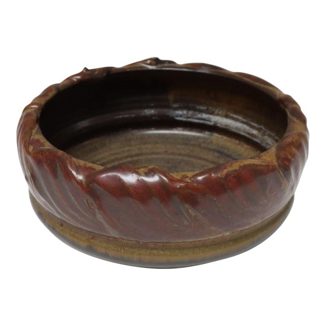 Vintage Matte Maroon Glazed Ceramic Planter Bowl by Deanna Nichols For Sale