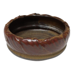 Vintage Matte Maroon Glazed Ceramic Planter Bowl by Deanna Nichols